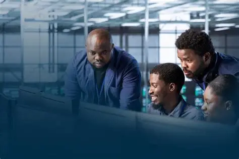 Professional team working on software solutions